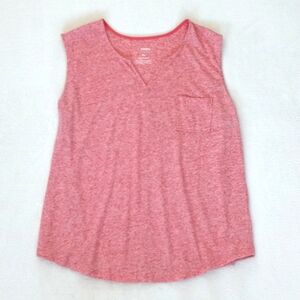 Sonoma Women's Sun Kissed Speckled Red Linen Blend Sleeveless Shell Tank Top XL